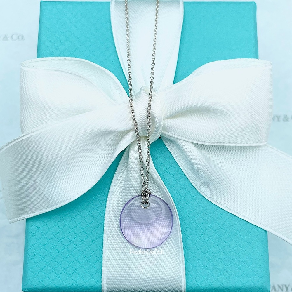 SOLD Authentic Tiffany & Co. Elsa Peretti Amethyst Round Disc Pendant Necklace